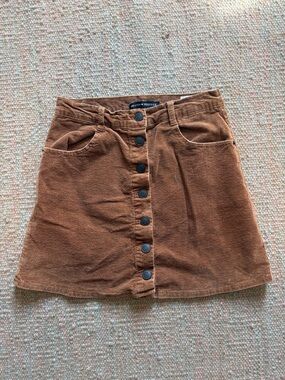 Brandy Melville Rust Brown Corduroy Button Front Mini Skirt
